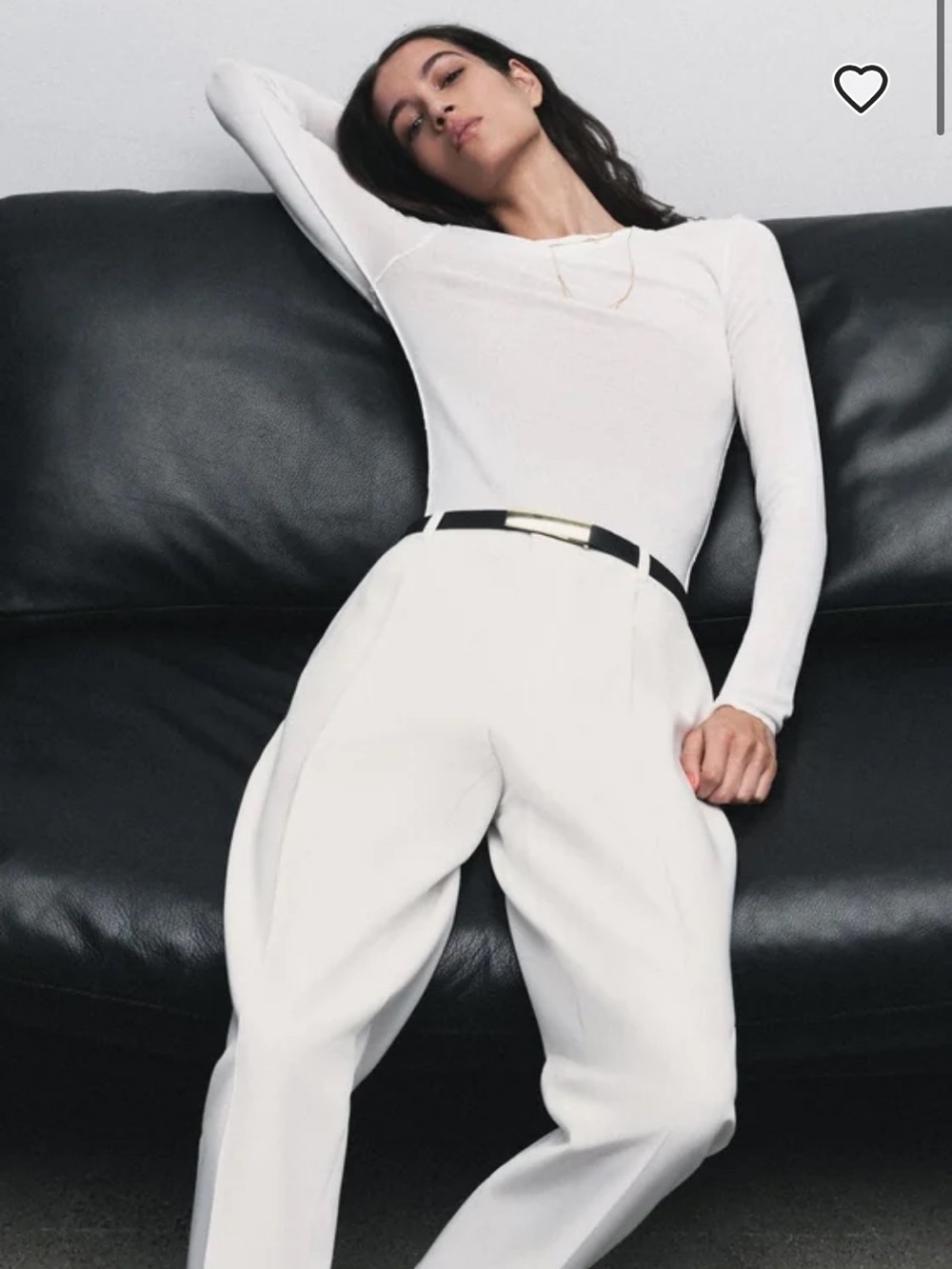 Zara Cream High-Waist Wide-Leg Pleated Trousers